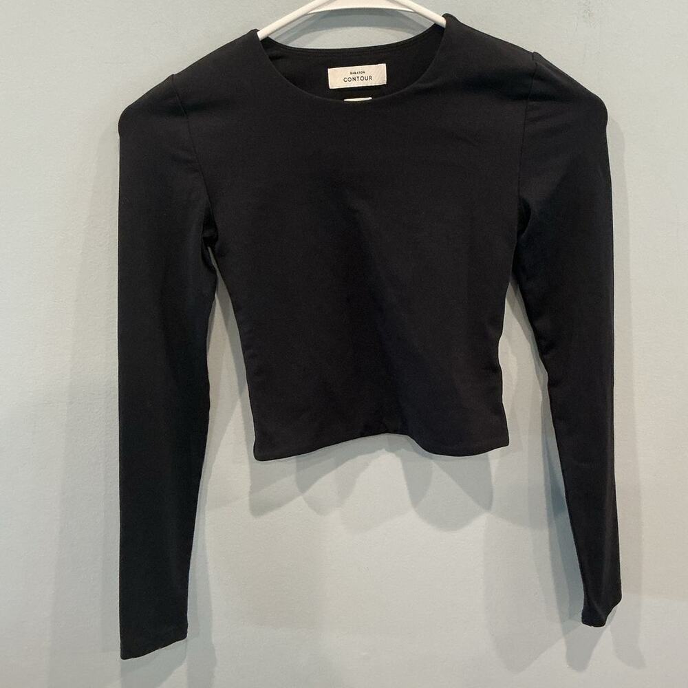 Babaton Contour Women Cropped Long Sleeve Top XS Black Minimalist Capsule Ballet